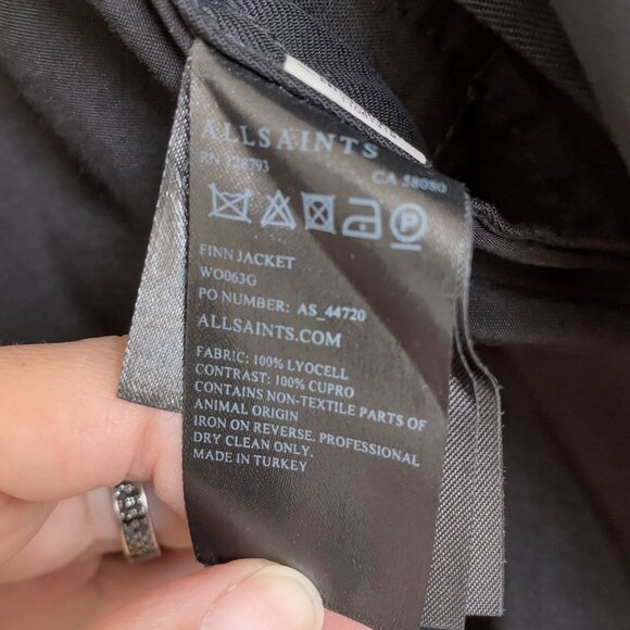 ALLSAINTS Finn Jacket, Black, Size 2 - Picture 12 of 12